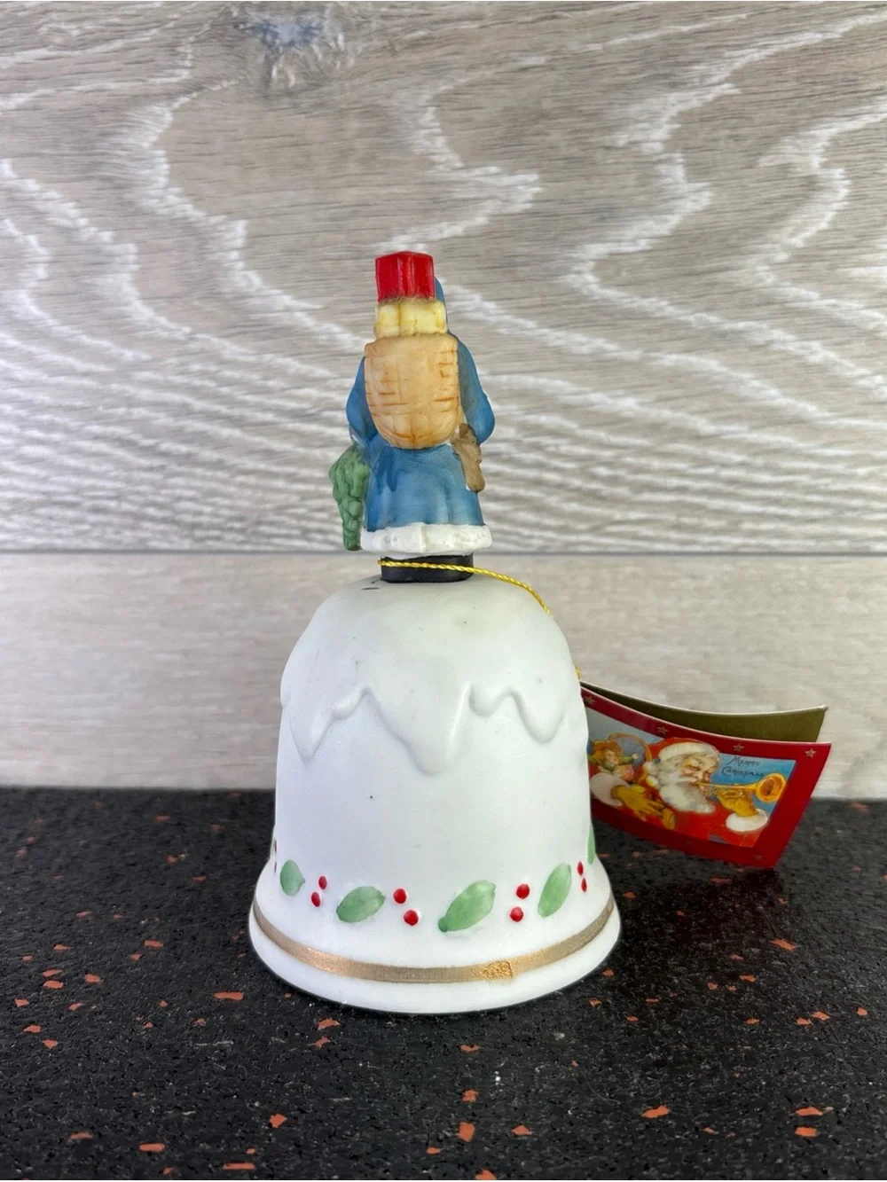 Vintage 1985 Enesco Santa Claus with Tree Porcelain Bell Made in Korea 5 1/4